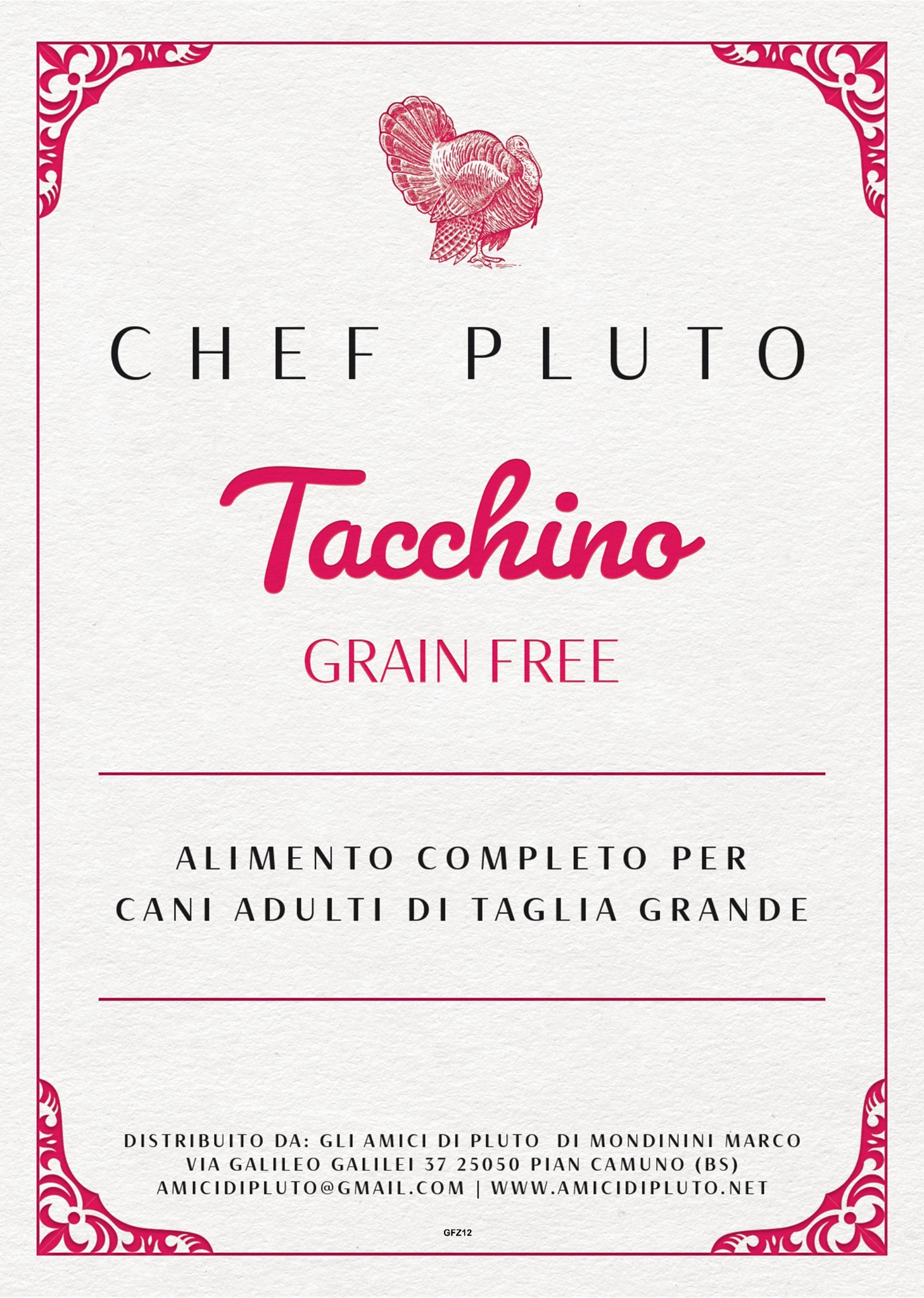 Tacchino Grain Free Taglia Grande - Ricetta grain free al tacchino con patate dolci e ingredienti vegetali selezionati.